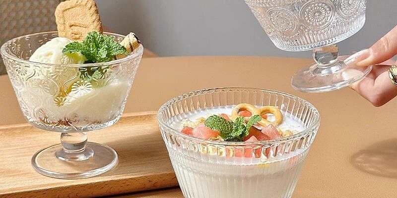 glass dessert and salad bowl