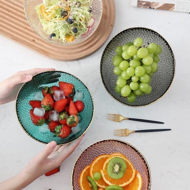 glass bowl for food and salad