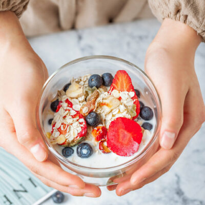 glass salad and dessert bowl