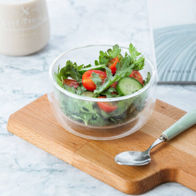 glass salad and dessert bowl