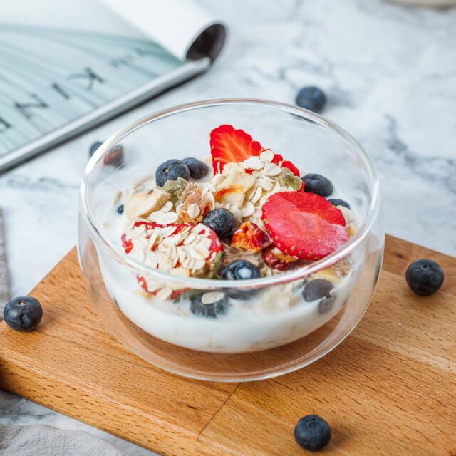 glass salad and dessert bowl