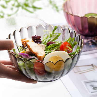 glass salad fruit bowl for kitchen