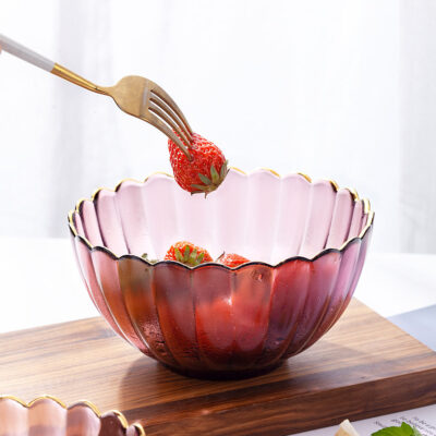 glass salad fruit bowl for kitchen