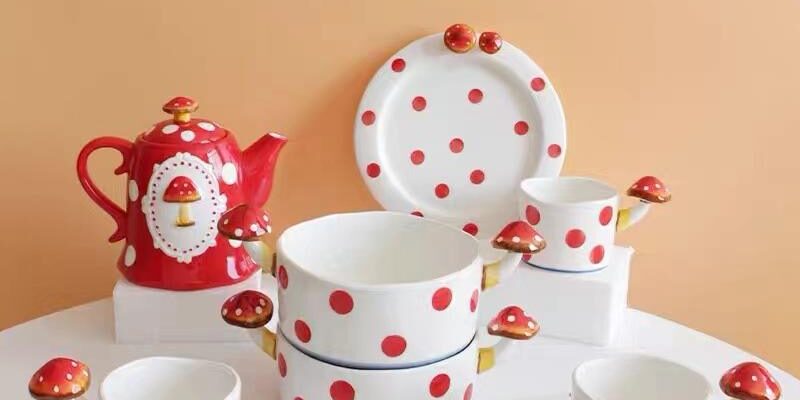 3d mushroom ceramic cup bowl plate