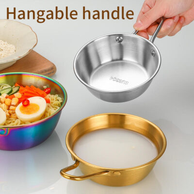 stainless steel dipping bowl with handle