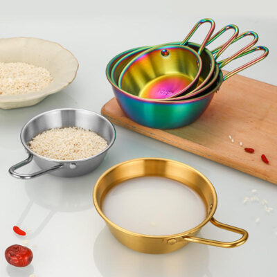 stainless steel dipping bowl with handle