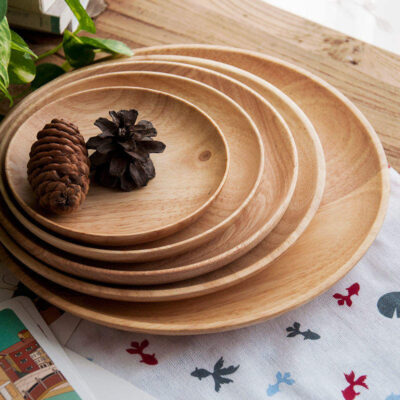 Eco-friendly rustic wooden salad and soup bowl