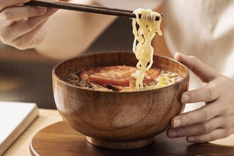 Eco-friendly rustic wooden salad and soup bowl