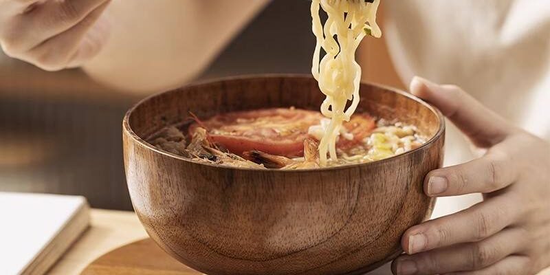 Eco-friendly rustic wooden salad and soup bowl