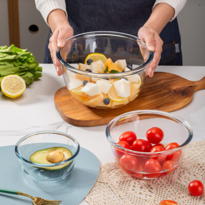 transparent boron glass salad mixing bowl