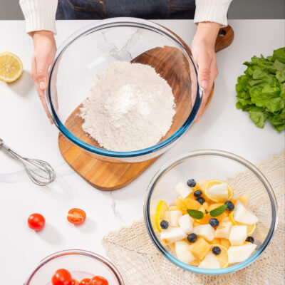 transparent boron glass salad mixing bowl