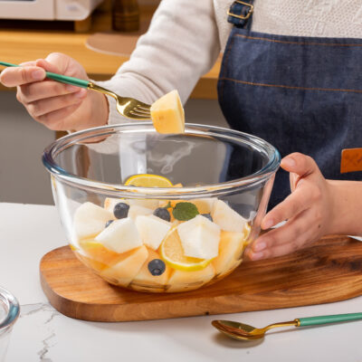 transparent boron glass salad mixing bowl