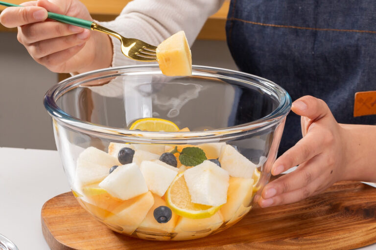 transparent boron glass salad mixing bowl