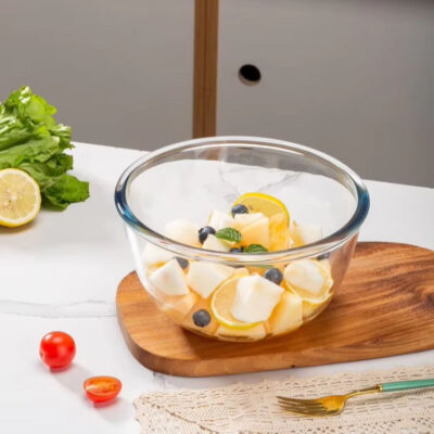 transparent boron glass salad mixing bowl