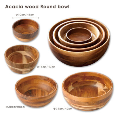 Mini acacia wooden bowl and tray plate set