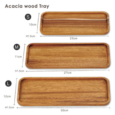 Mini acacia wooden bowl and tray plate set