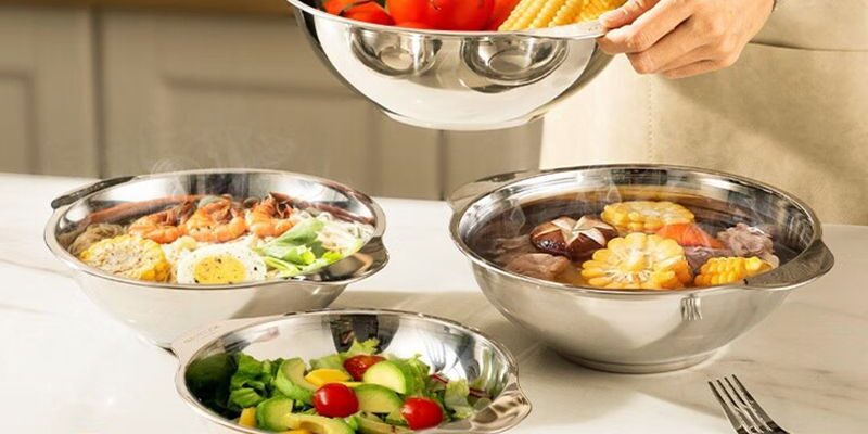 304 stainless steel mixing bowl with side handle