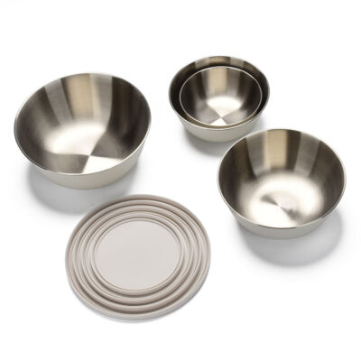 Thick stainless steel deep mixing bowl