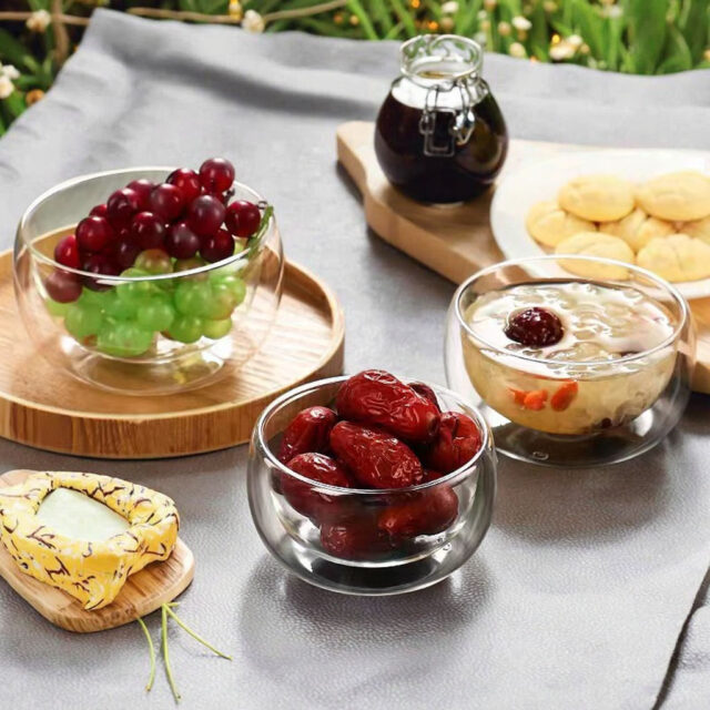 glass bowl cup for salad and fruit