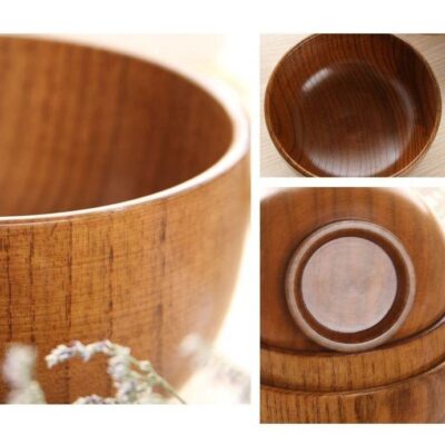 wooden rustic serving bowl set