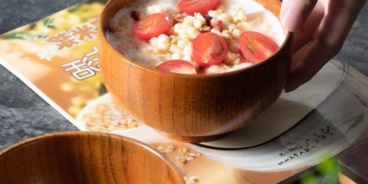 wooden rustic serving bowl set