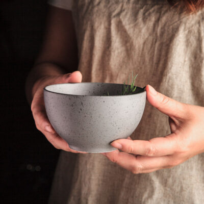 round grey ceramic bowl for restaurants