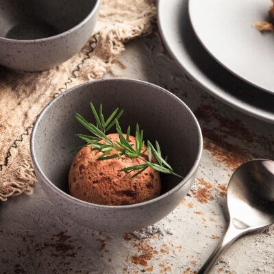 round grey ceramic bowl for restaurants