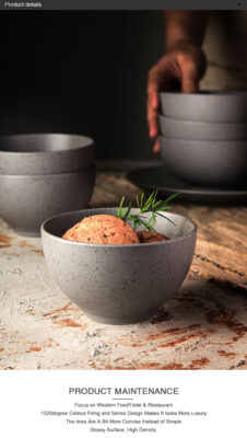 round grey ceramic bowl for restaurants