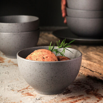 round grey ceramic bowl for restaurants