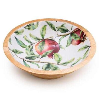 wooden salad bowl with enamel finish