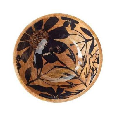 wooden salad bowl with enamel finish