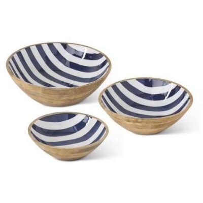 wooden salad bowl with enamel finish
