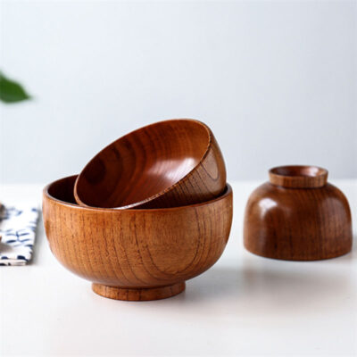 wooden soup salad bowl for kitchen use