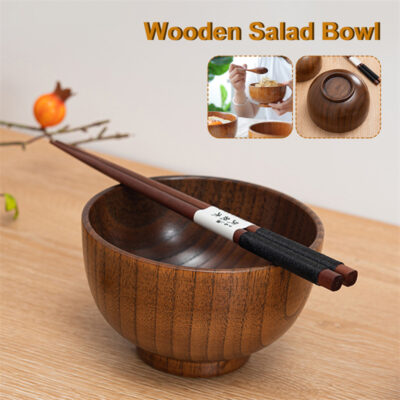 wooden soup salad bowl for kitchen use