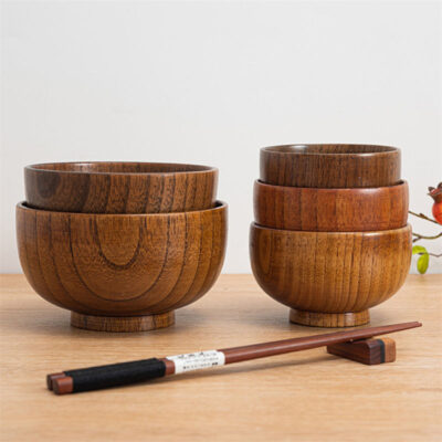 wooden soup salad bowl for kitchen use