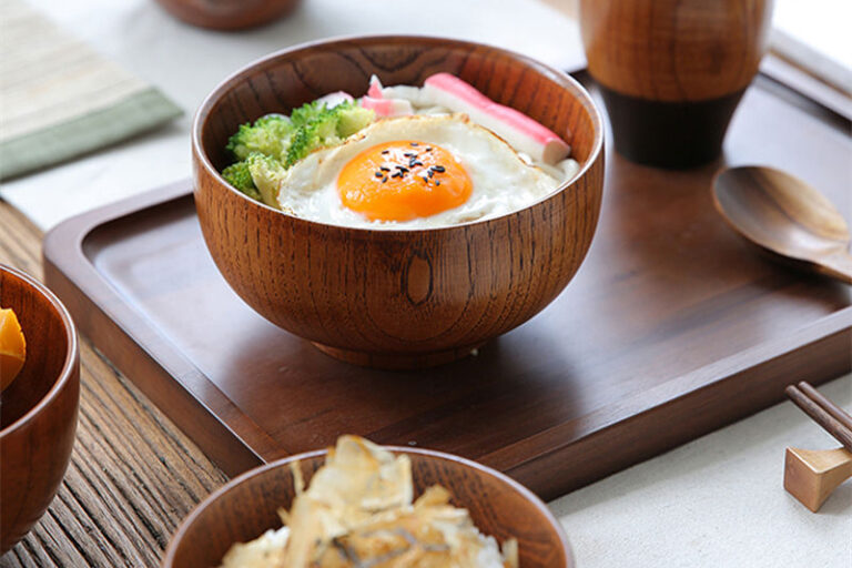 wooden soup salad bowl for kitchen use