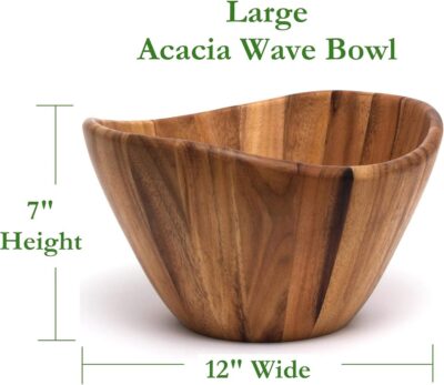 Alt: Modern acacia wood mini salad bowl