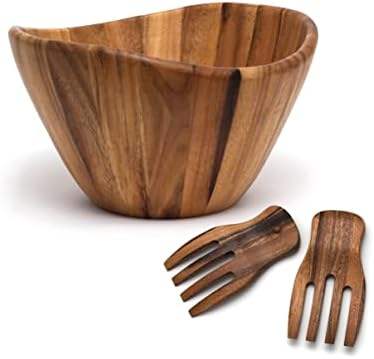 Alt: Modern acacia wood mini salad bowl
