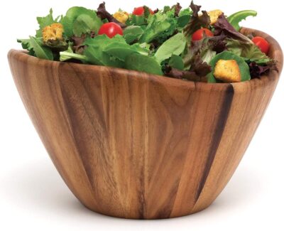 Alt: Modern acacia wood mini salad bowl