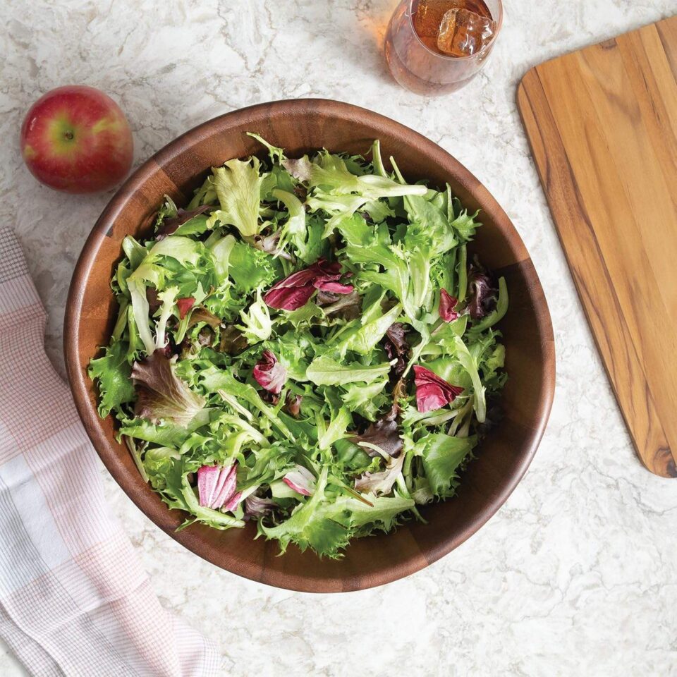 Alt: Modern acacia wood mini salad bowl