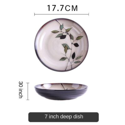 ceramic tableware set with bamboo leaf plate