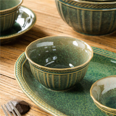 green porcelain fruit bowl for home