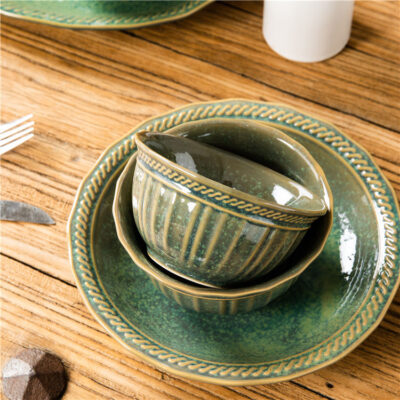 green porcelain fruit bowl for home