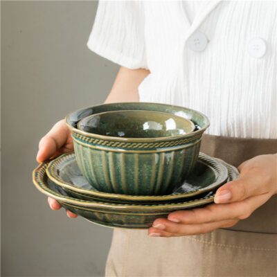 green porcelain fruit bowl for home