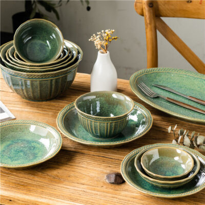 green porcelain fruit bowl for home