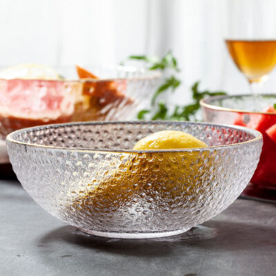 extured glass salad bowl plate