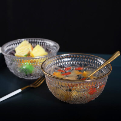 gold rim glass bowl for desserts
